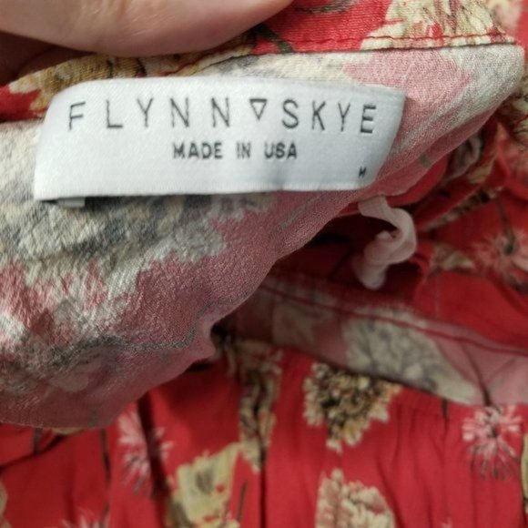 Flynn Skye Red Firework Floral Mini Halter Open Tie Back Dress Medium - Picture 5 of 12